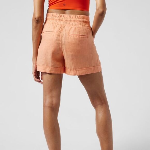 NWT Athleta Cabo 4” Linen Shorts 8 Cactus Peach - Picture 2 of 7